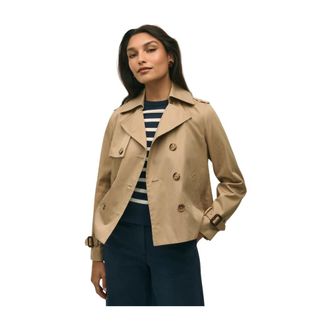 Brooks Brothers Cropped Double-Breasted Supima Twill Trench Coat - Dames - Trenchcoats - Bruin - L - Katoen - Jassen