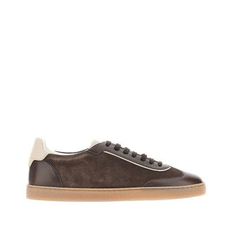 Brunello Cucinelli Smooth and suede leather sneakers Man 43+