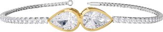 Diamond2Deal 14k Two-tone Gold 3.8 Ct Pear Shape Lab Grown Diamond Bangle Bracelet 7 VVS-VS, E-F