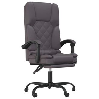 vidaXL Silla De Oficina Reclinable Masaje Cuero Sint&eacute;tico Gris Vidaxl