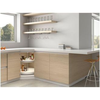 Emuca Emuca Juego De Bandejas Circulares Shelvo Para Mueble De Cocina, 800, Pl&aacute;stico Blanco, Pl&aacute;stico Y Aluminio