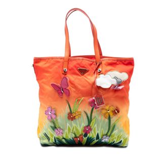 Prada Pre-owned Prada Limited Edition Saffiano Trimmed Tessuto Garden City Tote Ladies GRSFMQGAP9L678LR