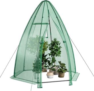 Costway Costway - Mini Invernadero Port&aacute;til, Invernadero De Jard&iacute;n Con Cubierta De Pe, Puerta Enrollable, Ventana De Malla, Invernadero Peque&ntilde;o Para Plantas D