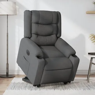 vidaXL Poltrona Alzapersona Reclinabile Elettrica Grigio Scuro Tessuto - Vidaxl