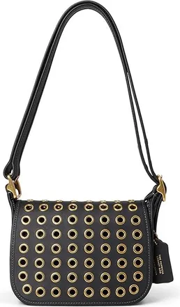 Coach Patricia Legacy Bag 19 with Grommets Shoulder Womens Handbags Black, Leather