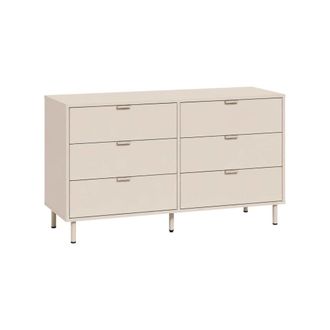 Sweeek C&oacute;moda de madera y metal con 6 cajones, beige