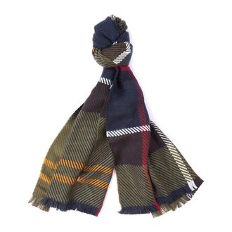 Barbour Tartan Pattern Twill Scarf with Tassels