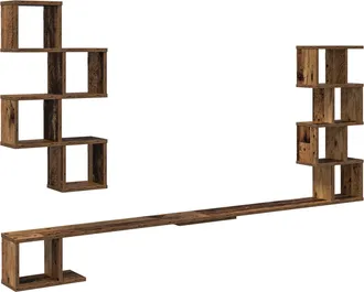 vidaXL Estante De Tv Montado En La Pared Madera Envejecida Vidaxl