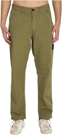 Stone Island Mercerised Cotton Ripstop Cargo Pants - Heren - Straight fit broeken - Groen - W34 - Katoen - Broeken