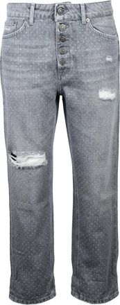 Dondup Koons Jeans - Dames - Cropped Jeans - Grijs - W27 - Katoen - Jeans