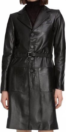 Frame Denim The Long Leather Belted Jacket In Black