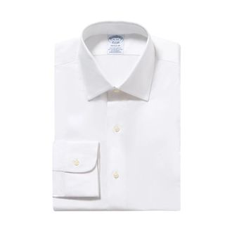 Brooks Brothers Regular Fit Non-Iron Stretch Pinpoint Overhemd met Ainsley Kraag - Heren - Zakelijke Overhemden - Wit - M - Katoen - Overhemden