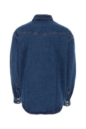 Palm Angels Pmyd023r24den002 4001 Lightbluewhit Exterior: Cotton Camicie Shirt