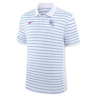 Nike Kansas City Royals City Connect Striped Victory Nike Mens Dri-FIT MLB Polo in White | 03BG0IA7ROY-GFX