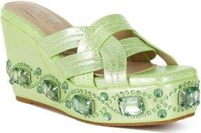 London Rag Blistronic Platform Wedge Sandal in Lime Green at Nordstrom Rack, Size 10