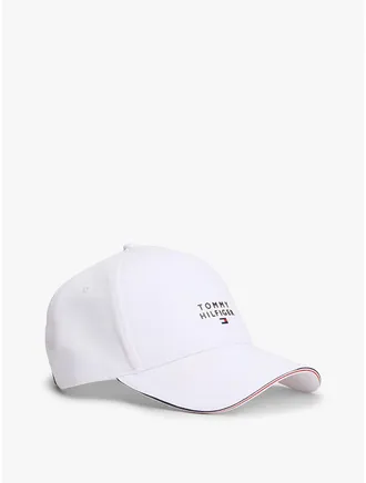 Tommy Hilfiger Mens Hilfiger Logo Baseball Cap - Classic White