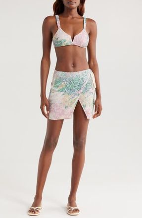 Boamar Suki Sequin Wrap Cover-Up Skirt in Open White at Nordstrom, Size X-Large