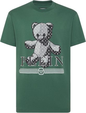 Philipp Plein Tops, Heren, Groen, M, Katoen, T-Shirt Round Neck Tattoo