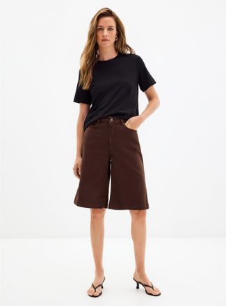 Contemporaine Womens Stretch colourful denim Bermuda short Fit: Wide leg, high rise