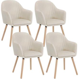 Woltu 4x Sedia da Pranzo Poltroncina per Sala Dattesa Poltrona con Schienale Crema