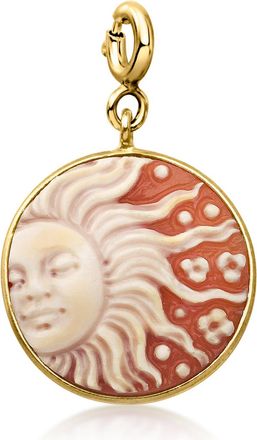 Ross-Simons Italian Orange Shell Sun Cameo Charm in 18kt Gold Over Sterling