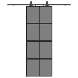 Berkfield Home Sliding Door with Hardware Set Black 76x205 cm Tempered Glass
