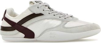 Miu Miu Womens Two-Tone Tech Fabric And Suede Gymnasium Sneakers Biancoamaranto Pl-Vitello