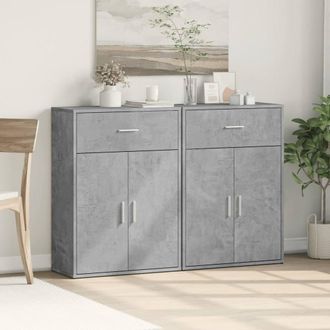 Berkfield Home Sideboards 2 pcs Concrete Grey 60x30x84 cm Engineered Wood | Size: 60 x 30 x 84 cm