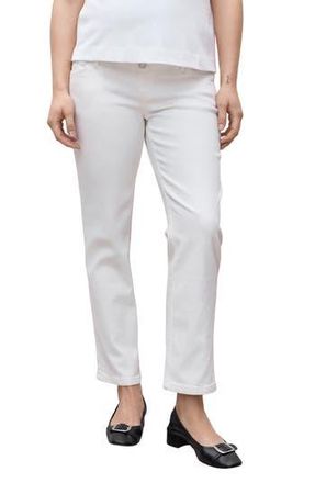 Mango Over the Bump Maternity Straight Leg Jeans in White at Nordstrom Rack, Size 8