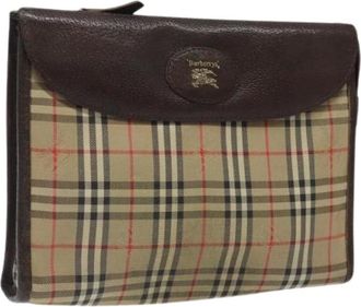 Burberry Pre-owned Clutches, female, Beige, Size: ONE SIZE Pre-owned Canvas Clutch