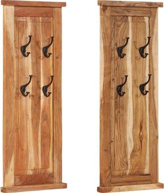vidaXL Percheros 2 Unidades Madera Maciza De Acacia 38x100 Cm Vidaxl