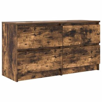 Berkfield Home TV Cabinet Smoked Oak 100x35x54 cm Engineered Wood in Brown | Size: 100 x 35 x 54 cm