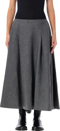 Ami Maxi Skirt with Trapezoid Silhouette and Gros-Grain Detail