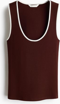 H&M Geripptes Baumwoll-Tanktop - Dunkelbraun