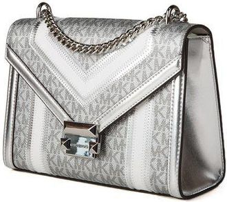 Michael Kors Womens Crossbody Bag Silver Coated Canvas With Crossbody-bags