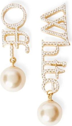 Off-white Goudkleurige Drop Oorbellen voor gepiercete oren - Dames - Oorbellen - Beige - ONE Size - Accessoires