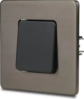 OEM Interruptor De Luz De Escalera Individual Negro, Acero Cepillado Pvd Color Gris Plomo