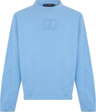 Dolce & Gabbana Pullover - Heren - Sweatshirts - Blauw - M - Katoen - Hoodies & sweatvesten