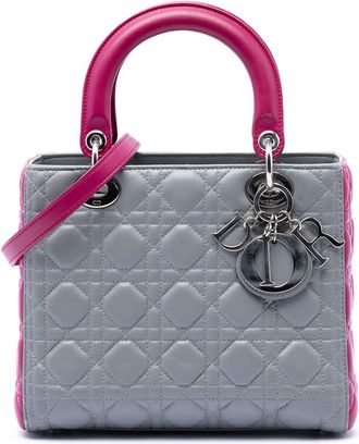 Dior Pre-owned Dior Medium Bicolor Lambskin Cannage Lady Dior Ladies 7AGF3DQOS5U3GGFK