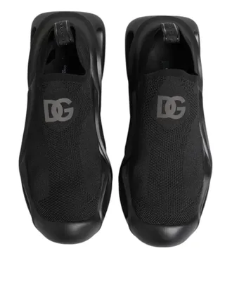 Dolce & Gabbana Wave-Detailed Slip-On Sneakers - Black