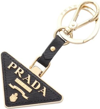Prada Portachiavi in pelle con logo a triangolo 2021 - Oro