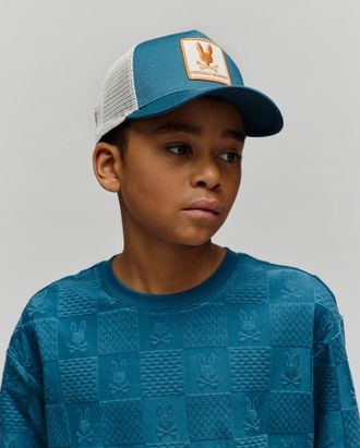 Psycho Bunny Kids Adamo Trucker Cap 406 MALLARD BLUE / O/S