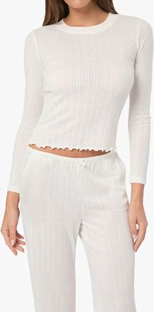 WeWoreWhat Long Sleeve Pointelle Pajama Top In White