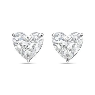 Diana M. Jewels 14Kt White Gold 7.00 cts Lab Grown Heart shaped Diamond Studs