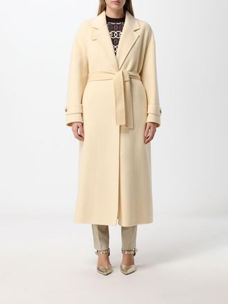 Pinko Cappotto lungo a vestaglia in lana con cintura e collo a revers
