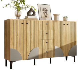 STILVORA Aparador Con 4 Puertas Y 4 Cajones, Dise&ntilde;o Moderno, En Tablero De Part&iacute;culas, 160&times;36&times;94 Cm, Madera