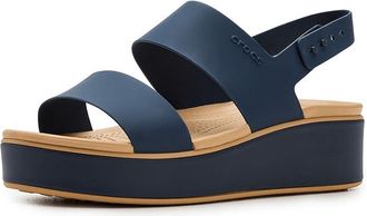 Crocs Brooklyn Cork Low Wedge Womens Sandals Navy/Cashew : 10 M, Synthetic