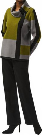 Joseph Ribkoff Geometric Cowl Neck Winter Top In Black/artichoke/grey