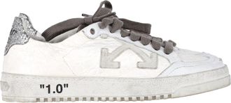 Off-white 2.0 Glitter Detail Lace Low Top Sneakers in White Leather