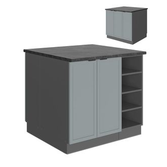 Vicco Isla De Cocina Fame-line, Azul Claro-gris, 90 Cm Sin Encimera
